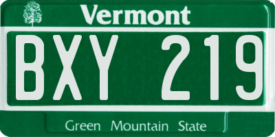 VT license plate BXY219
