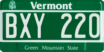 VT license plate BXY220