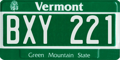 VT license plate BXY221
