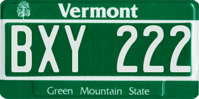 VT license plate BXY222