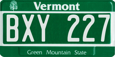 VT license plate BXY227