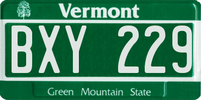 VT license plate BXY229