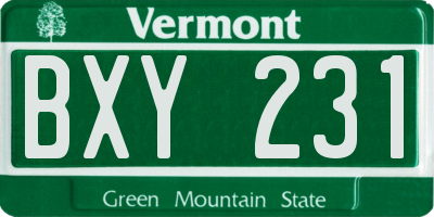 VT license plate BXY231