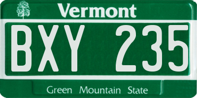 VT license plate BXY235