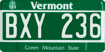 VT license plate BXY236