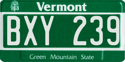 VT license plate BXY239