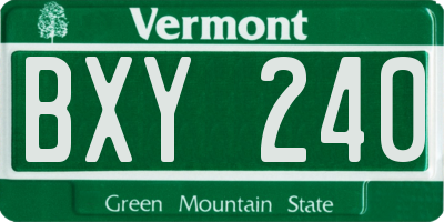 VT license plate BXY240