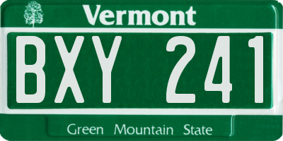 VT license plate BXY241