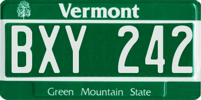 VT license plate BXY242