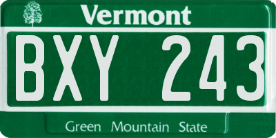 VT license plate BXY243