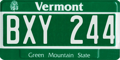 VT license plate BXY244