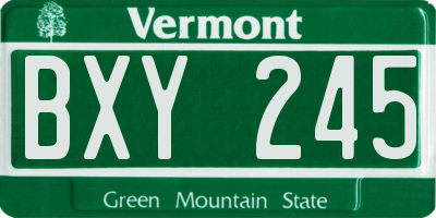 VT license plate BXY245