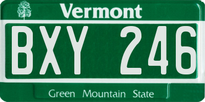 VT license plate BXY246