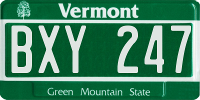 VT license plate BXY247
