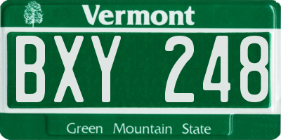 VT license plate BXY248