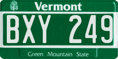 VT license plate BXY249