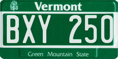 VT license plate BXY250