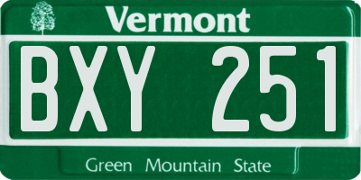 VT license plate BXY251