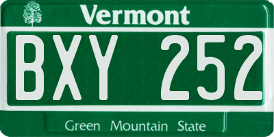 VT license plate BXY252