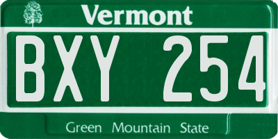 VT license plate BXY254
