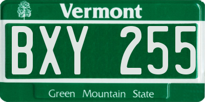 VT license plate BXY255