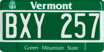 VT license plate BXY257
