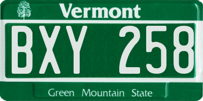 VT license plate BXY258