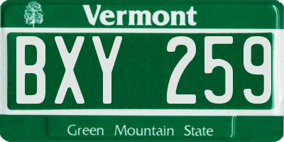 VT license plate BXY259