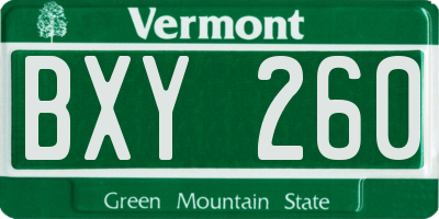 VT license plate BXY260