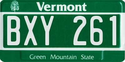 VT license plate BXY261