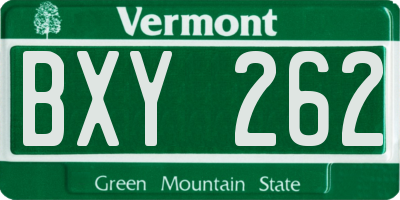VT license plate BXY262