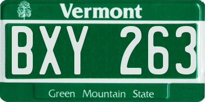 VT license plate BXY263