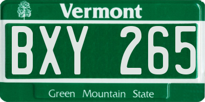 VT license plate BXY265