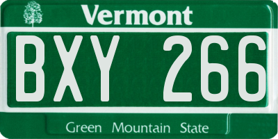 VT license plate BXY266