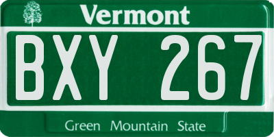 VT license plate BXY267