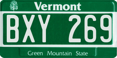 VT license plate BXY269