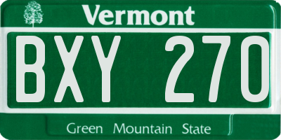 VT license plate BXY270
