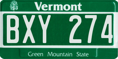VT license plate BXY274