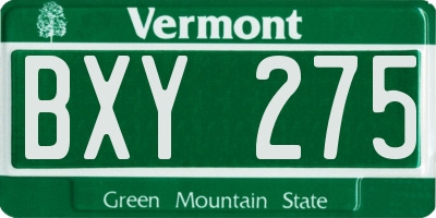VT license plate BXY275
