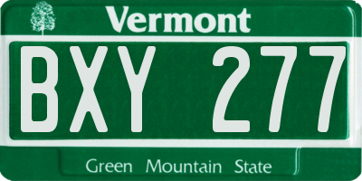 VT license plate BXY277
