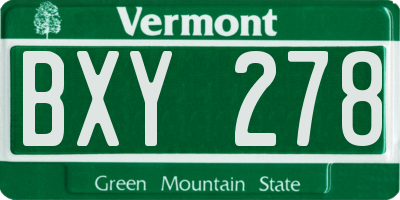 VT license plate BXY278