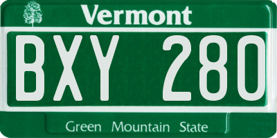 VT license plate BXY280