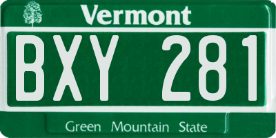 VT license plate BXY281