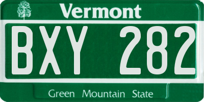 VT license plate BXY282