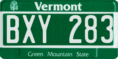 VT license plate BXY283