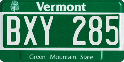 VT license plate BXY285