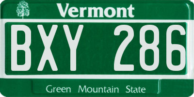 VT license plate BXY286