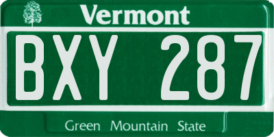 VT license plate BXY287