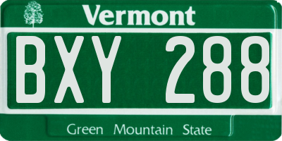 VT license plate BXY288