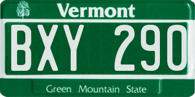 VT license plate BXY290